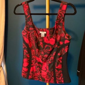 Red and Black Corset Style Blouse